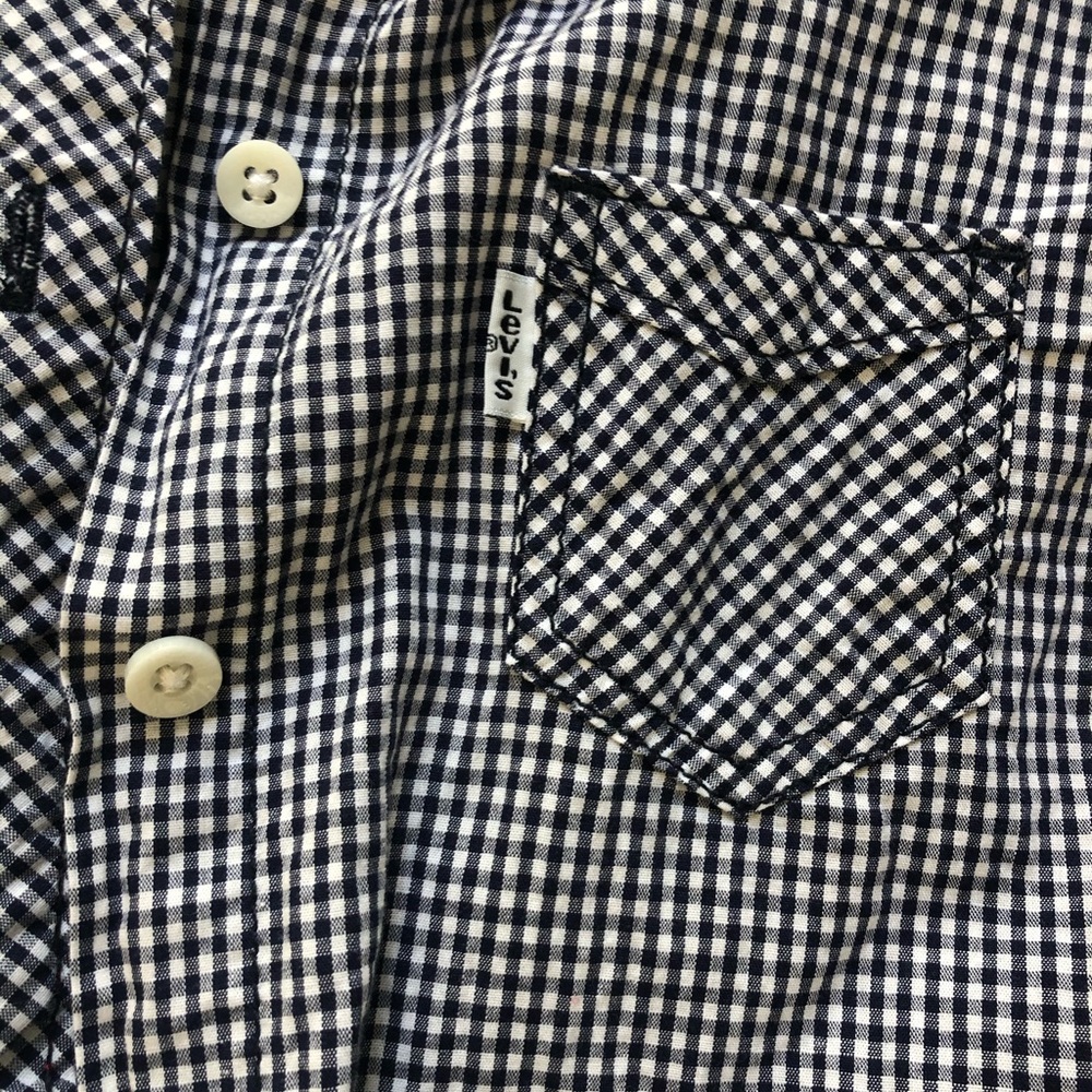 Levi’s gingham collared tie front top XS